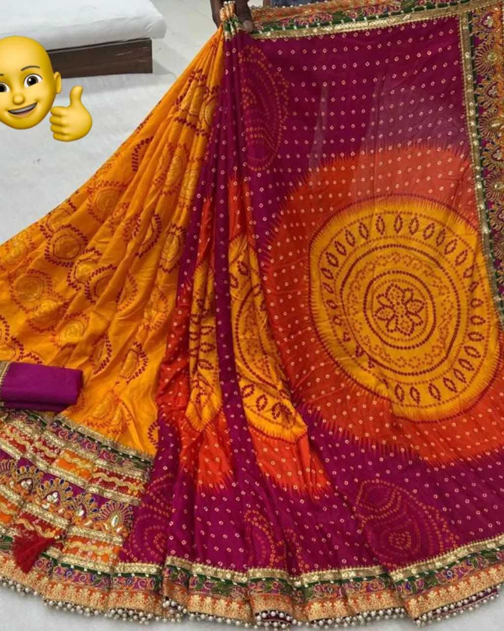 YNF BANDHANI SILK RBC 10 SAREES WHOLESALE HALF HEAVY WORK BANDHANI BANDHEJ SAREES MANUFACTURER